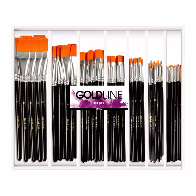 Gold Line Pinsel Flachpinsel Sortiment 84 Stück 7 x 12 Klassen Set