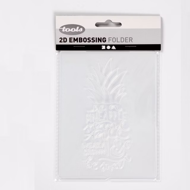 Stanz- und Praegeschablone 11x14x0,2 cm, mit Motiv und einem Schriftzug 