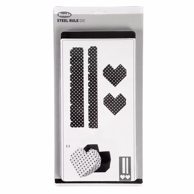 Stanzform mit dem Motiv einer Herzbox, 15,2x30,37x1,5 cm 117499