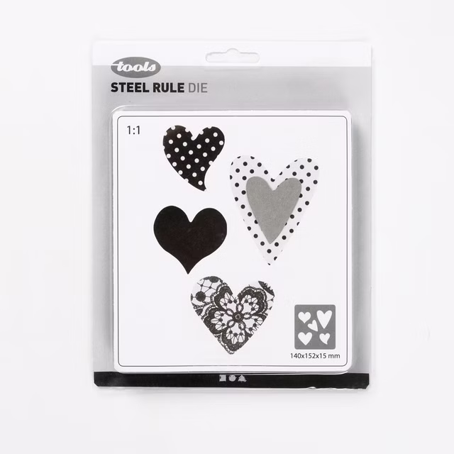 Stanzform mit dem Stanzmotiv von mehreren Herzen, 14x15,25x1,5 cm 117493