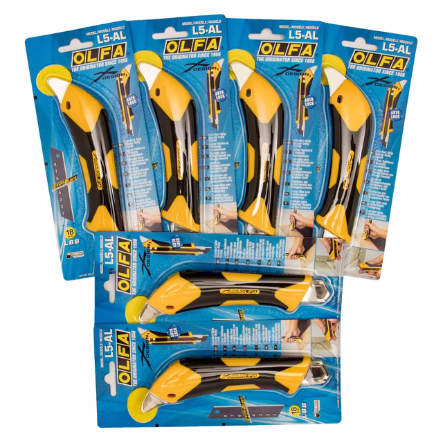 OLFA 6 Stück Cutter Profesional L5-AL, mit verstärktem Griff
