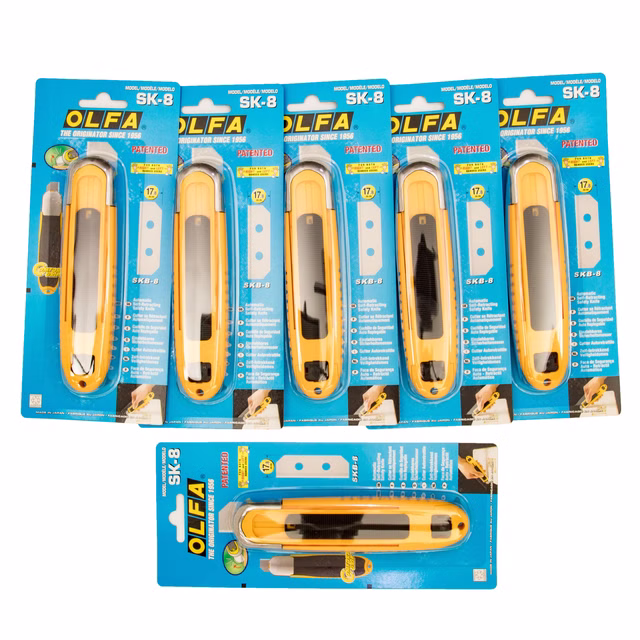 OLFA 6 Stück Cutter Sk-8 Sicherheitsmesser Schneidecutter mit 18mm Klinge