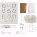 Mini Kreativ Set Schmuck, Ohrringe, Armband und Halskette im Blumendesign, Beige, Hellbeige, Beige Mini Kreativ Set Schmuck, Ohrringe, Armband und Halskette im Blumendesign, Beige, Hellbeige, Beige