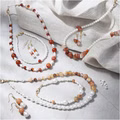Kreativ Set Schmuck, Beige, Orange gebrannt, Perlmuttweiß