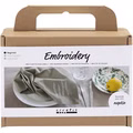 Mini Kreativ Set Sticken, Serviette, Staubgrün